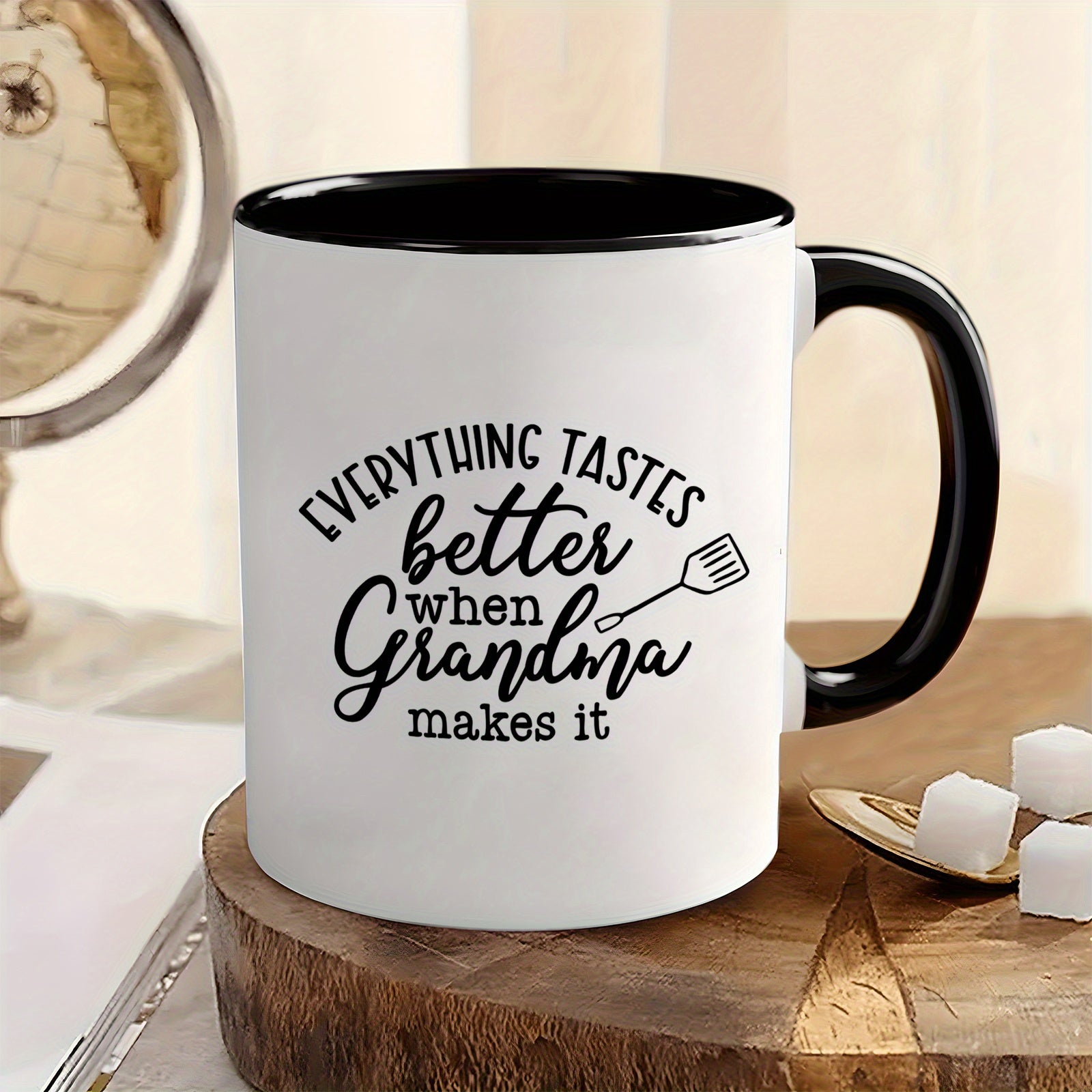 Tailorly Black Accent 11 oz Mug - grandma theme family design everything better when grandma