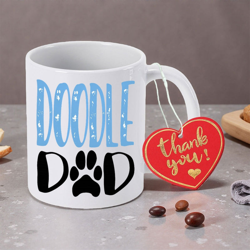 Tailorly White Ceramic 11 oz Mug - Doodle Dad Minimalist Ceramic Body Featuring A Stylized Dog Paw Print Mug