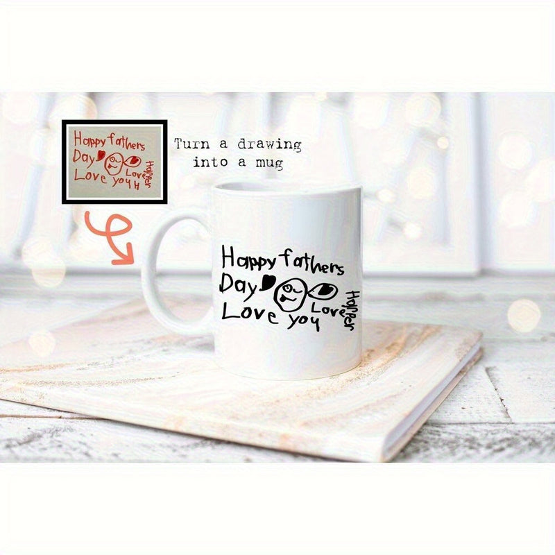 Tailorly White Ceramic 11 oz Mug - Happy Fathers Day Love You Minimalist Hand Drawn Childish Illustration On A Clean Surface Gift Mug