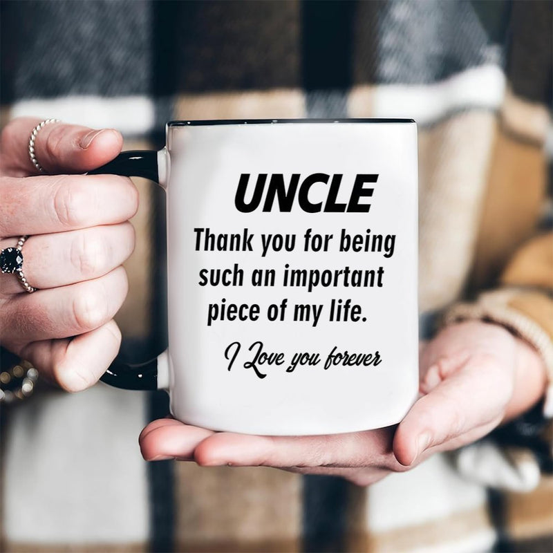 Tailorly Black Accent 11 oz Mug - uncle thank you for being an important text design