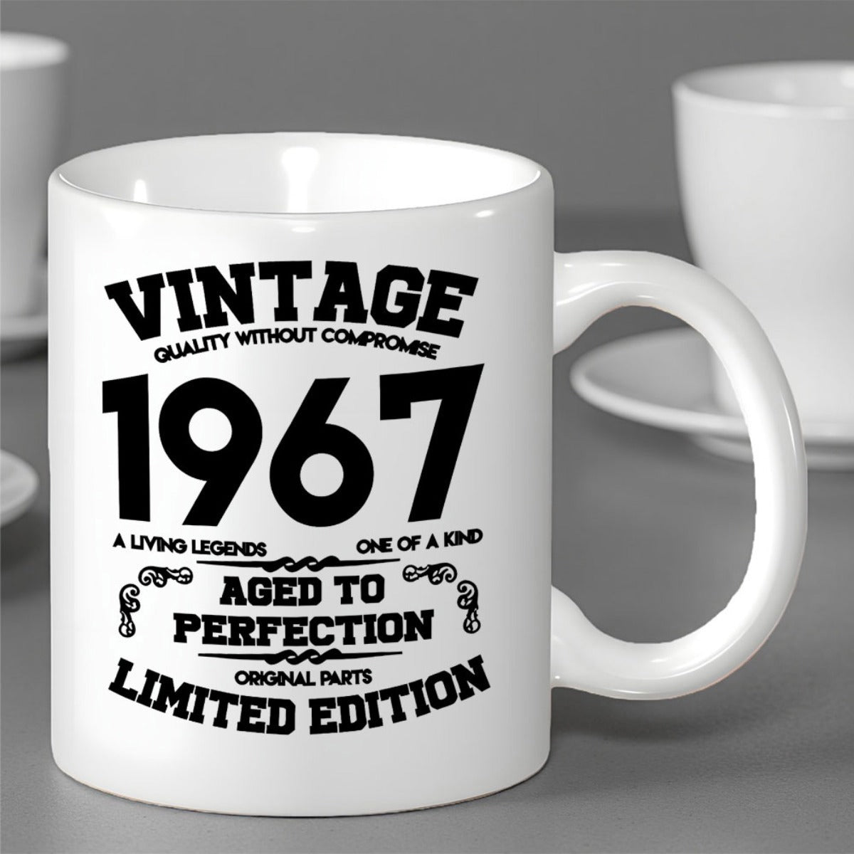 Tailorly White Ceramic 11 oz Mug - Vintage Quality Without Compromise 1967 A Living Legends One Of A Kind Aged To Perfection Original Parts Limited Edition Bold