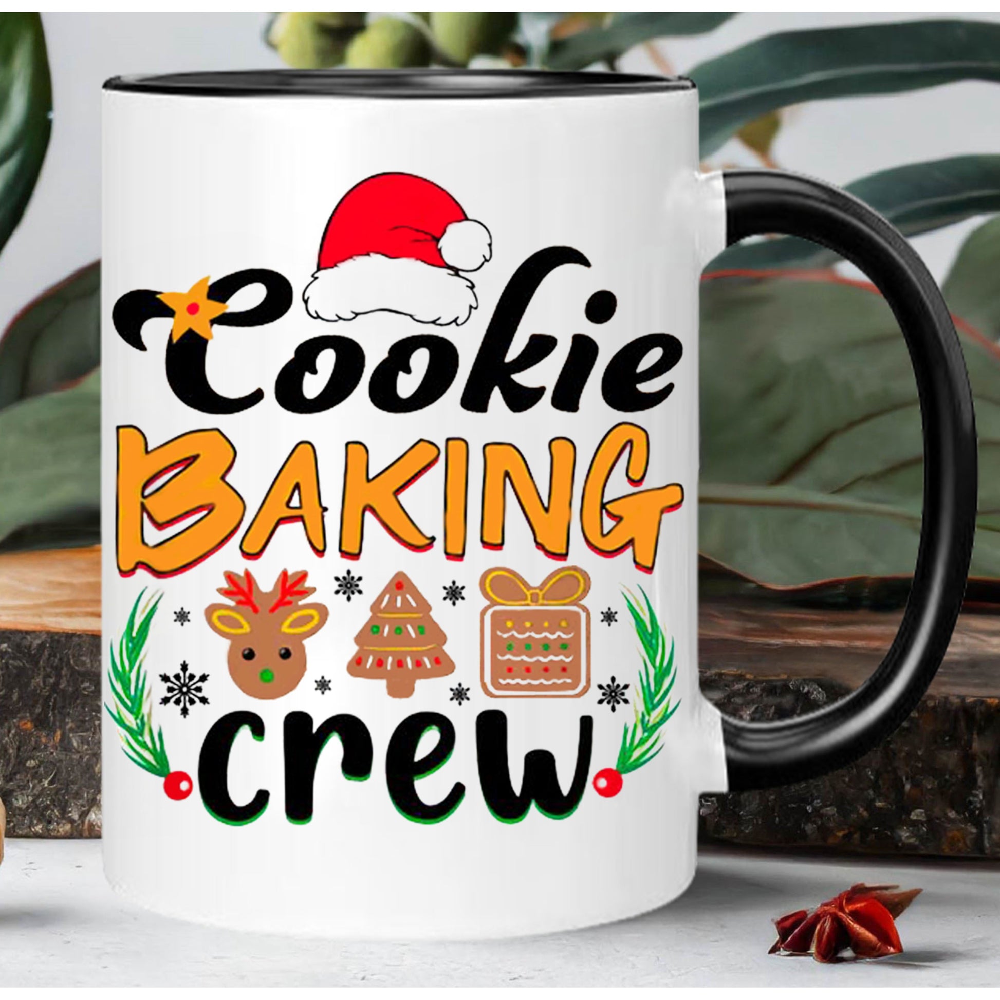 Tailorly Black Accent 11 oz Mug - item picture 1pc christmas ceramic coffee mug insulated reusable cup for cookie baking crew hand wash only holiday gift