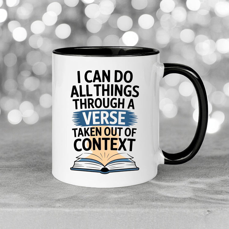 Tailorly Black Accent 11 oz Mug - humorous christian quotes with a heart