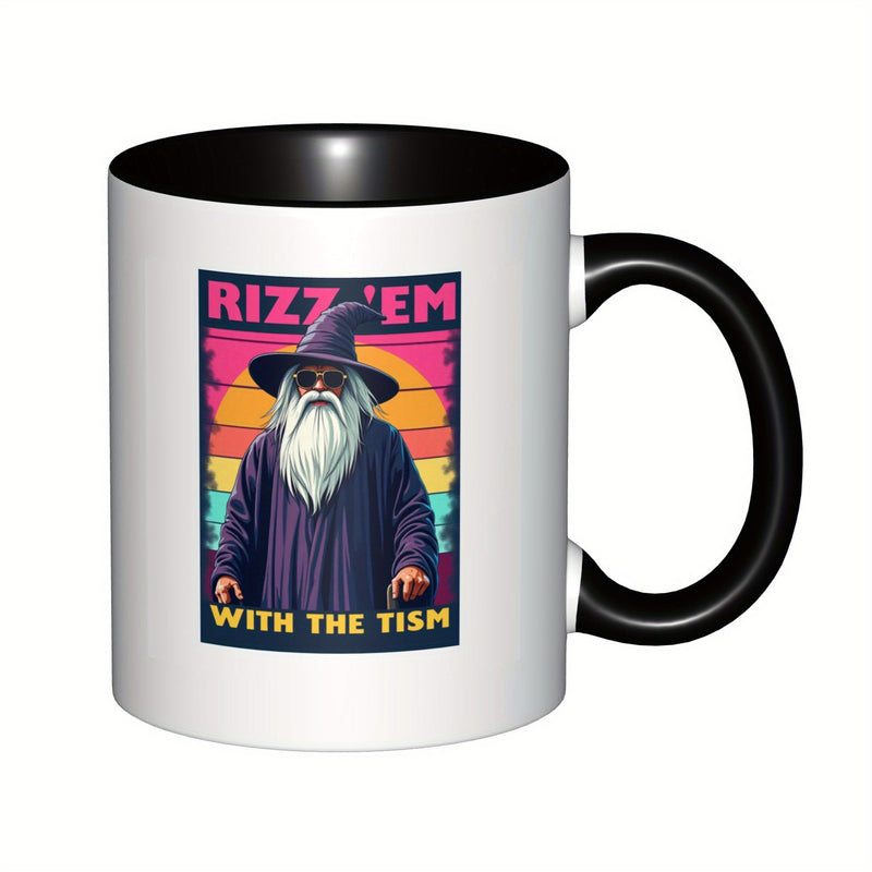 Tailorly Black Accent 11 oz Mug - rizz em with the design funny au awareness meme birthdays holidays