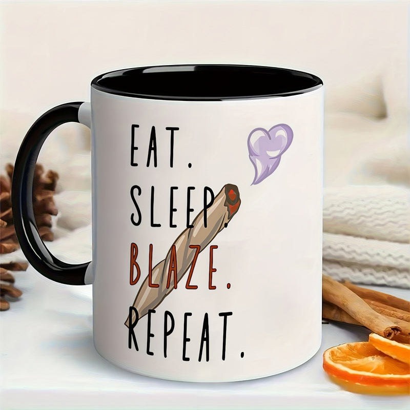 Tailorly Black Accent 11 oz Mug - blaze repeat leaf rolling