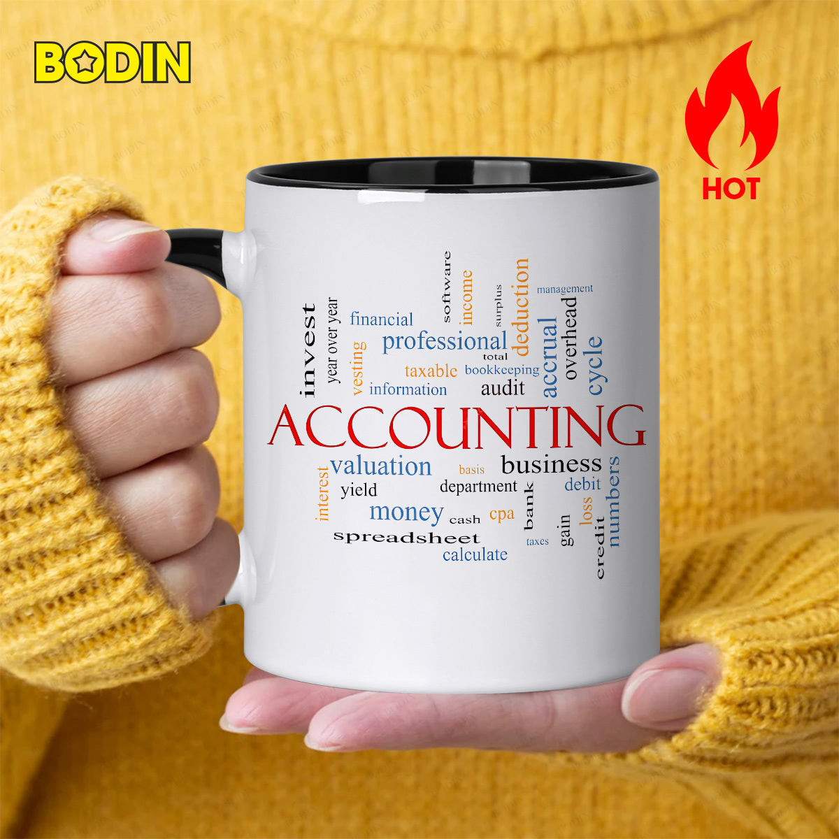 Tailorly Black Accent 11 oz Mug - accounting themed phrases