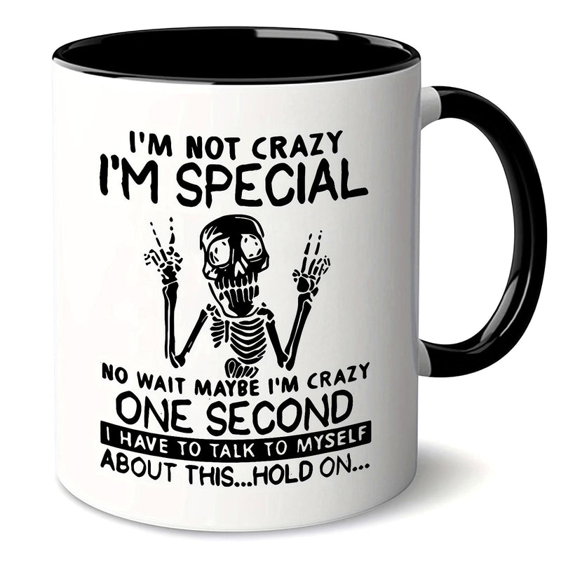Tailorly Black Accent 11 oz Mug - halloween skull