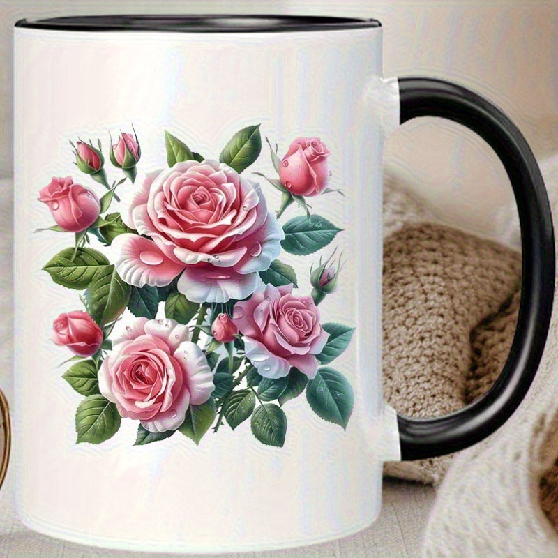 Tailorly Black Accent 11 oz Mug - item picture elegant ceramic coffee mug reusable heat insulated hand wash only hot and cold beverages ideal for