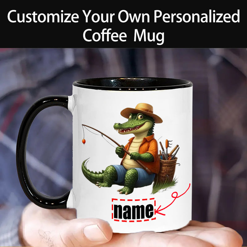 Tailorly Black Accent 11 oz Mug - fun crocodile
