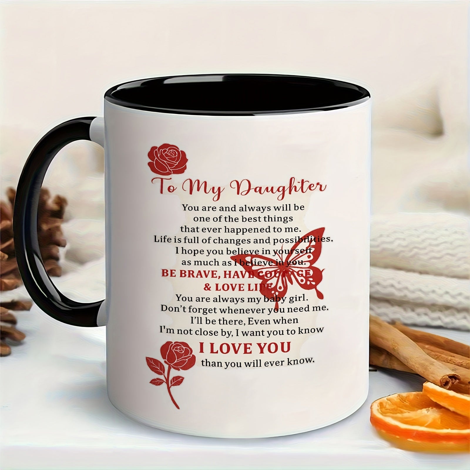 Tailorly Black Accent 11 oz Mug - to my daughter message