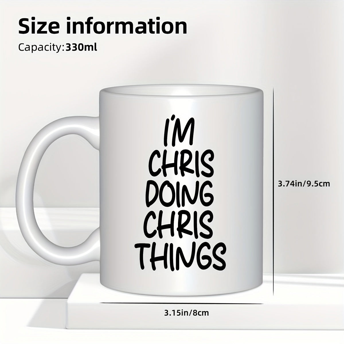 Tailorly White Ceramic 11 oz Mug - Im Chris Doing Chris Things Minimalist White Ceramic Vessel Featuring Bold Black Typography Mug