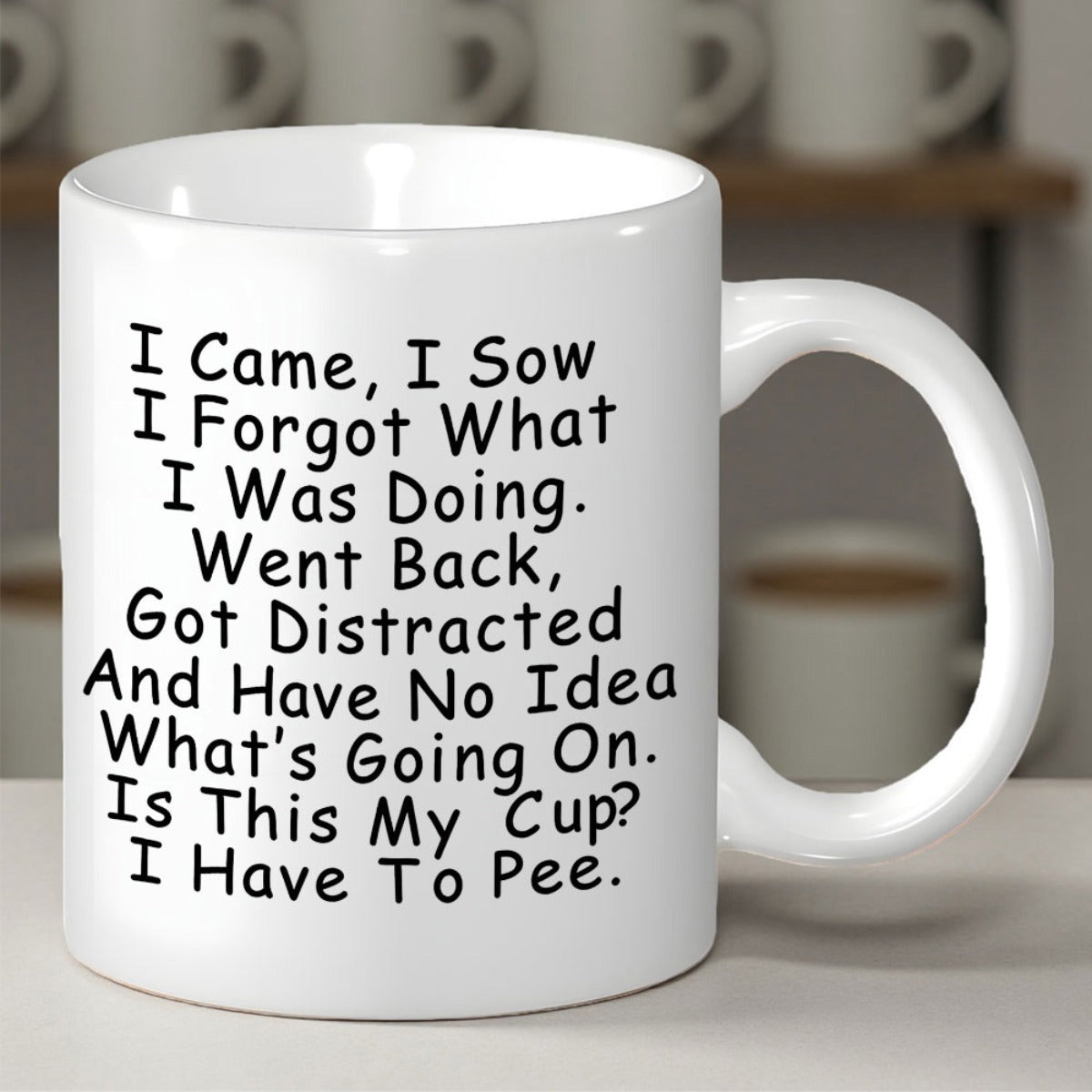Tailorly White Ceramic 11 oz Mug - I Came I Saw I Forgot What I Was Doing Went Back Got Distracted And Have No Idea Whats Going On Is This My Cup I Have To Pee