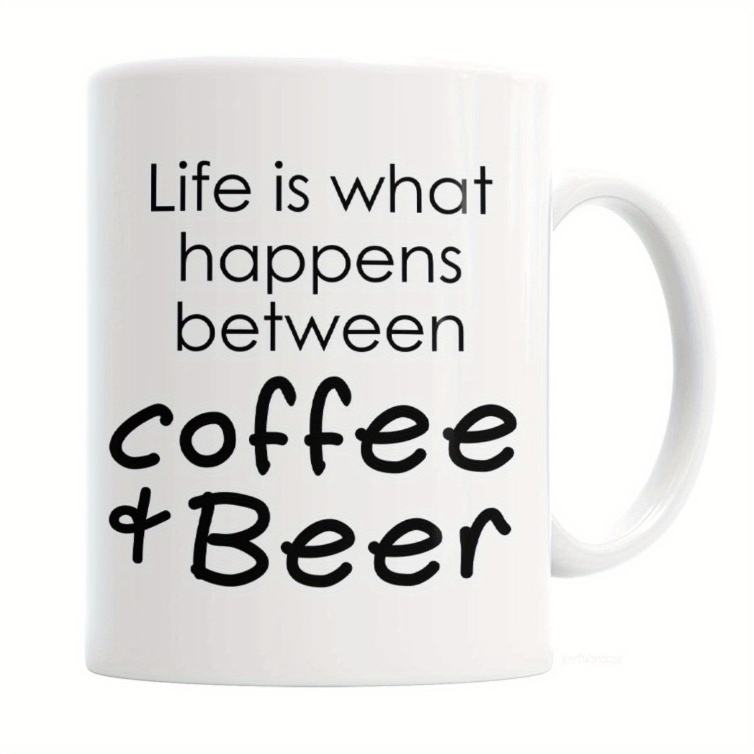 Tailorly White Ceramic 11 oz Mug - Life Is What Happens Between Coffee Beer Minimalist White Ceramic Morning Drinkware For Hot Beverages Mug