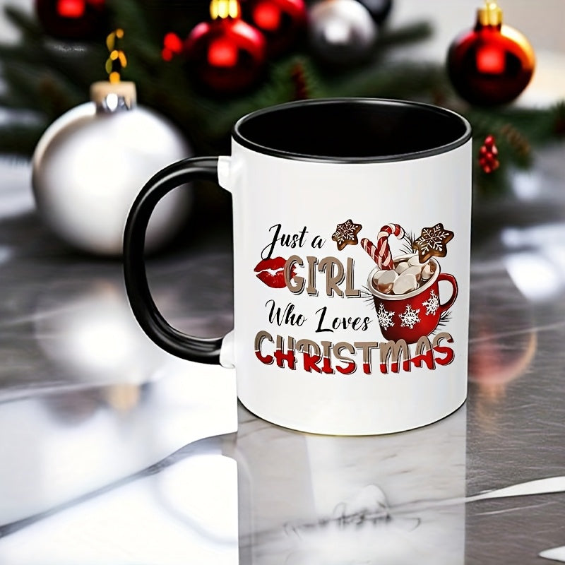 Tailorly Black Accent 11 oz Mug - funny "who" text， candy canes， holly， Christmas design