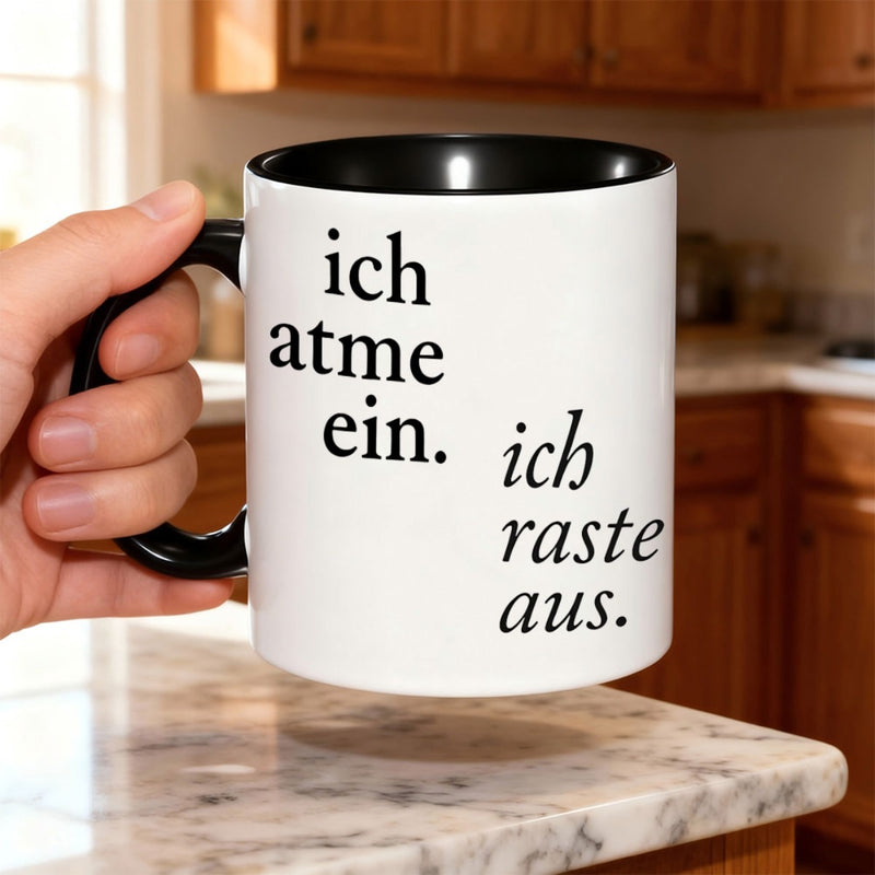 Tailorly Black Accent 11 oz Mug - german relax funny quote text