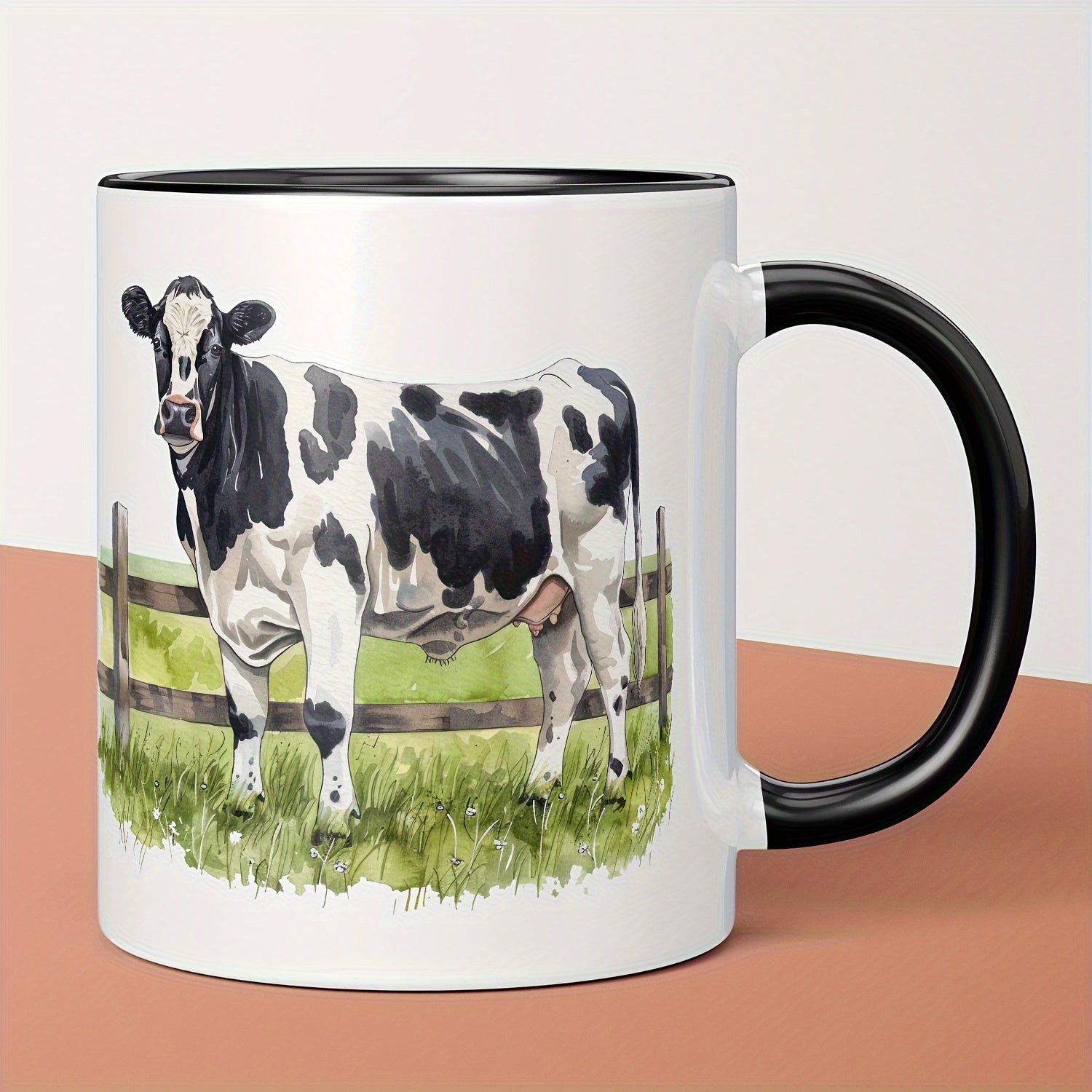 Tailorly Black Accent 11 oz Mug - cow print