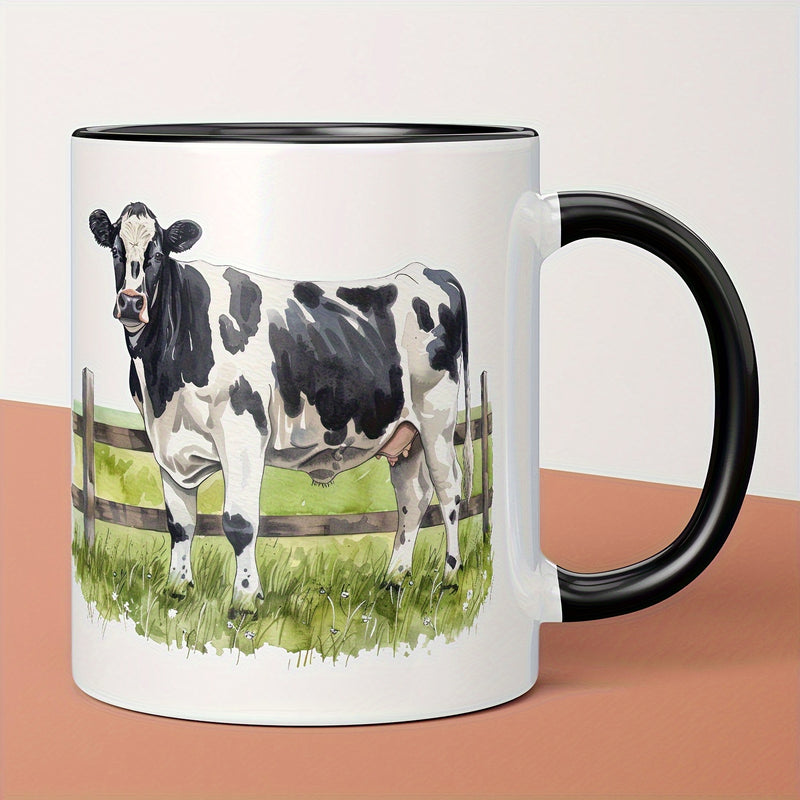 Tailorly Black Accent 11 oz Mug - cow print