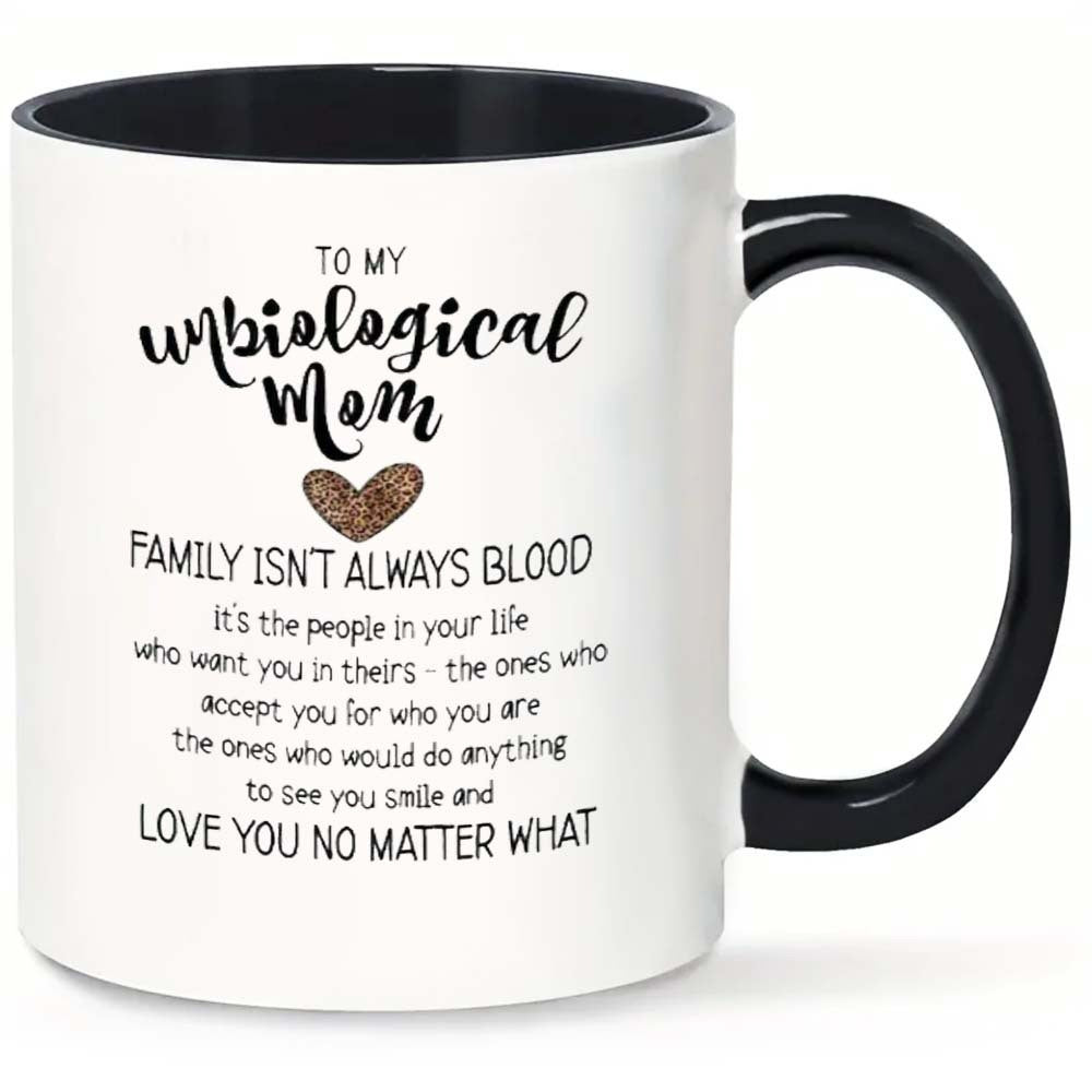Tailorly Black Accent 11 oz Mug - item picture 1pc mom quote mug to my ubiological mom coffee cup with text print white hand wash only reusable
