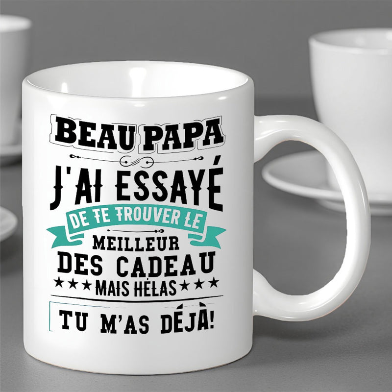 Tailorly White Ceramic 11 oz Mug - Elegant Typographic Layout With Stylish Banner And Decorative Five Pointed Stars Sign