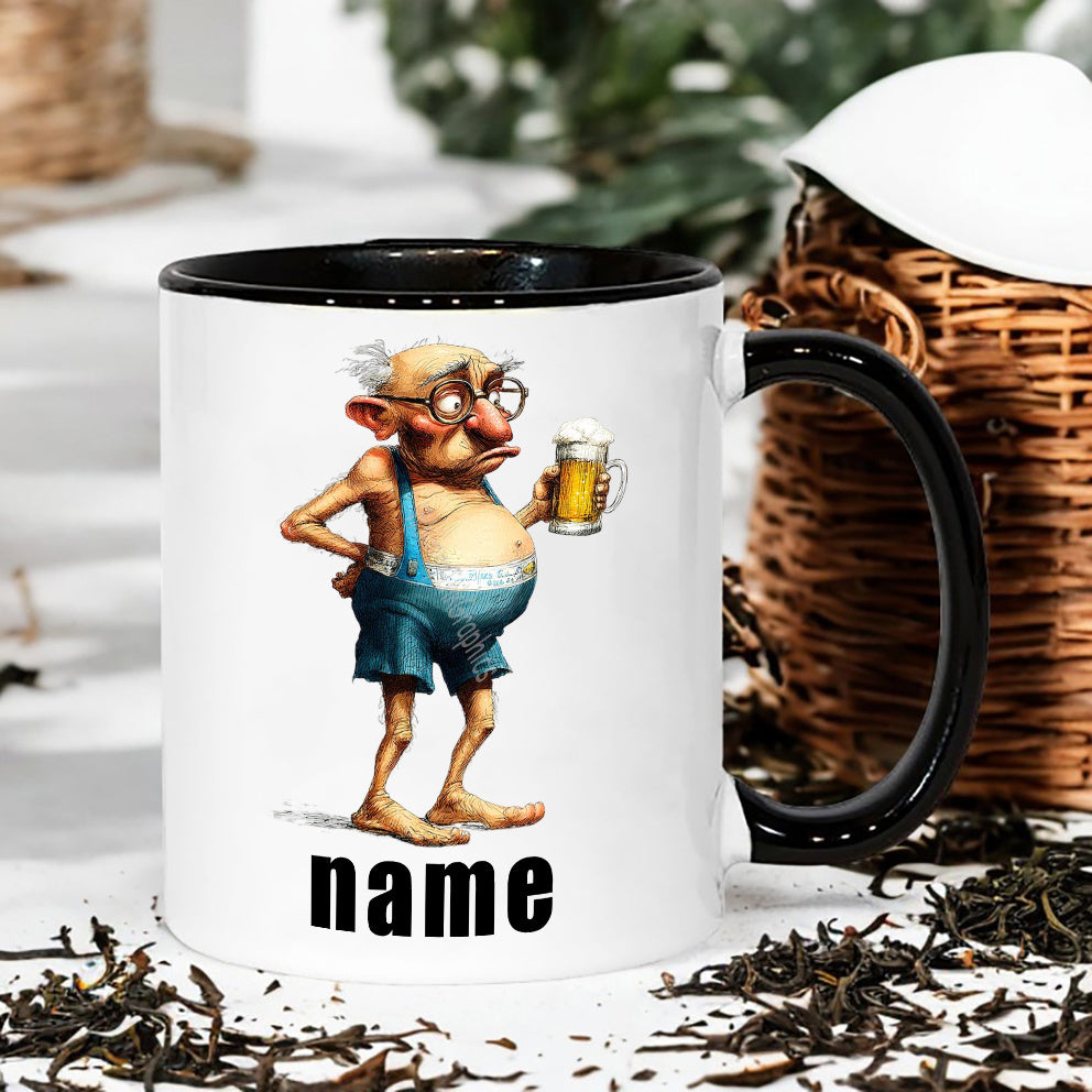 Tailorly Black Accent 11 oz Mug - beer drinking grandpa