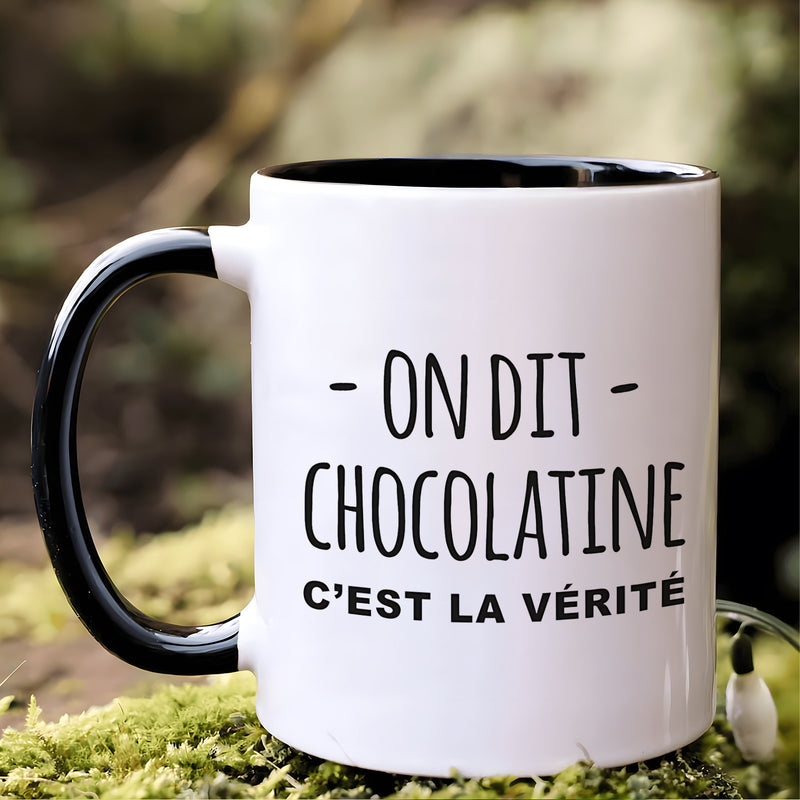 Tailorly Black Accent 11 oz Mug - la vérité french for bread printed text