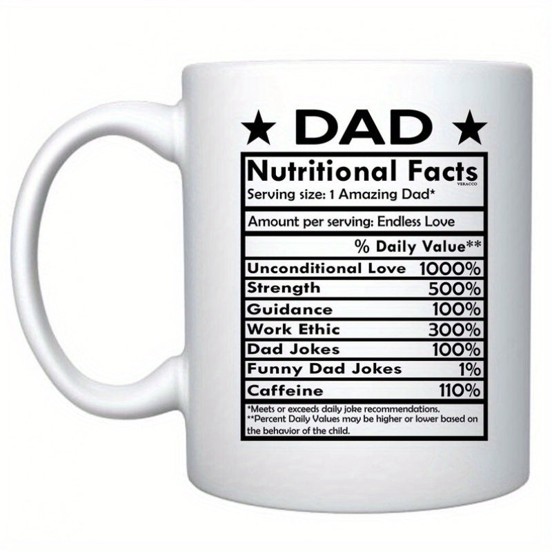 Tailorly White Ceramic 11 oz Mug - Dad Nutritional Facts Minimalist Black Label Pattern Featuring Stars Within A