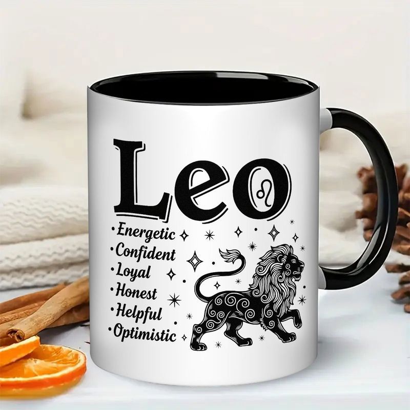 Tailorly Black Accent 11 oz Mug - leo zodiac design
