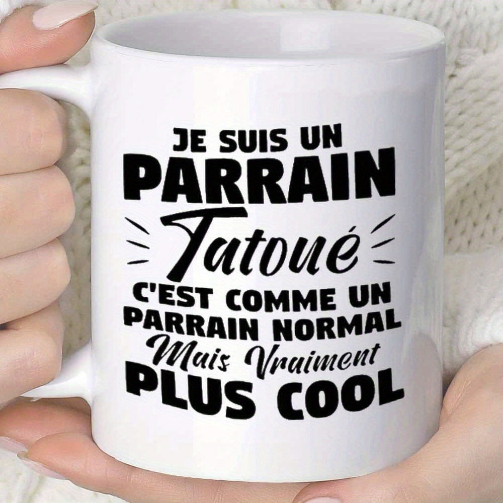 Tailorly White Ceramic 11 oz Mug - Minimalist Black Artistic Typography Printed On A Smooth