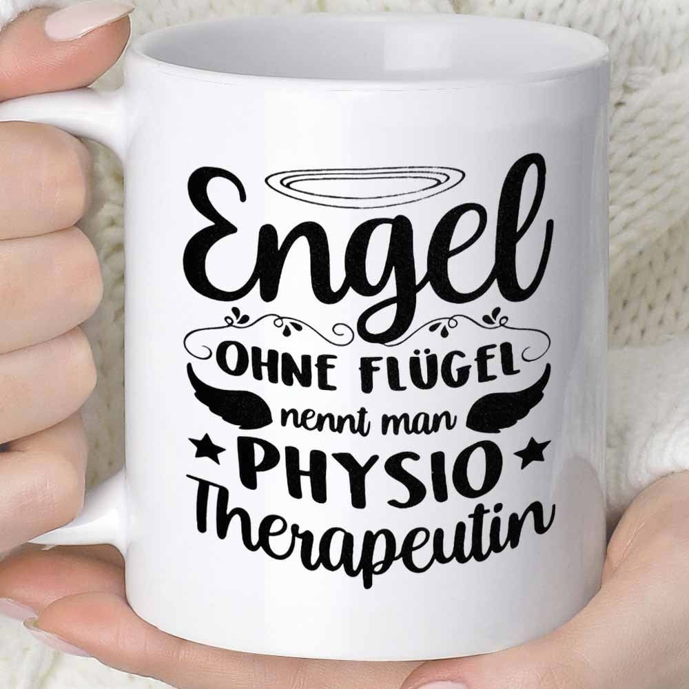 Tailorly White Ceramic 11 oz Mug - Elegant Script Lettering Featuring Halo And Small Wings With Decorative Stars Typography