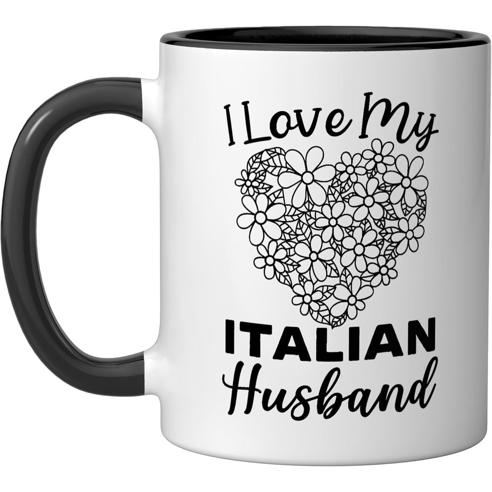 Tailorly Black Accent 11 oz Mug - i love my italian husband text