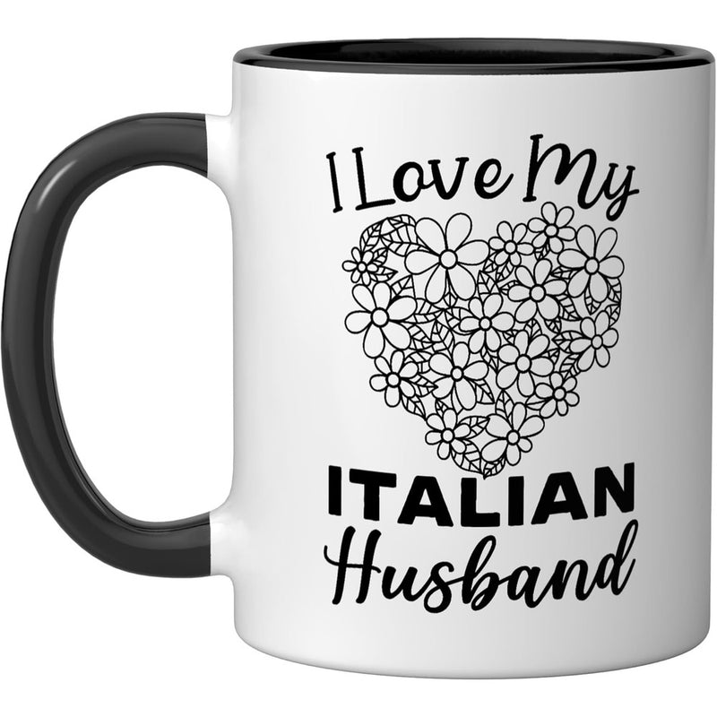Tailorly Black Accent 11 oz Mug - i love my italian husband text