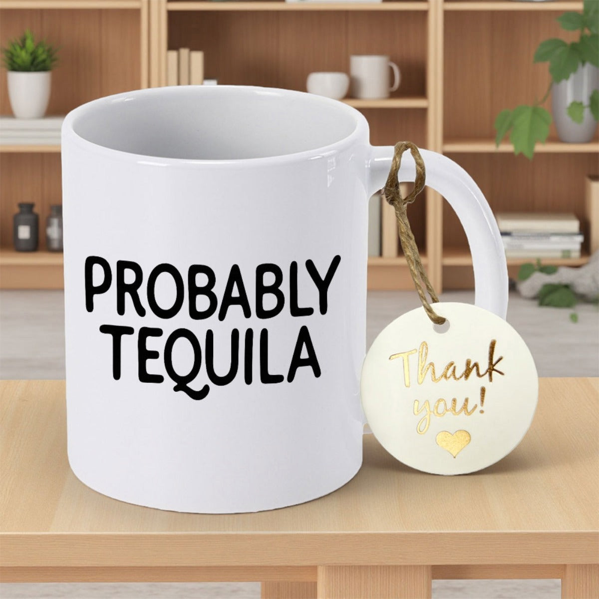 Tailorly White Ceramic 11 oz Mug - Probably Tequila Minimalist White Ceramic Vessel With Bold Hand Lettered Playful Black Script Mug