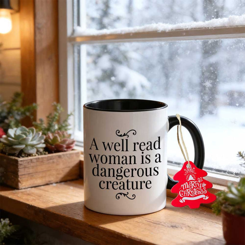 Tailorly Black Accent 11 oz Mug - a woman is a creature in black