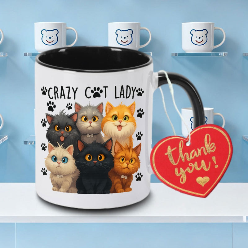 Tailorly Black Accent 11 oz Mug - Cat paw print