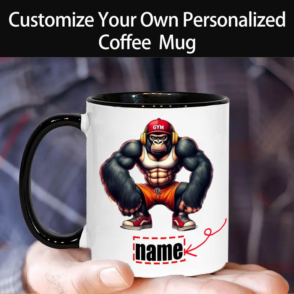 Tailorly Black Accent 11 oz Mug - muscle gorilla