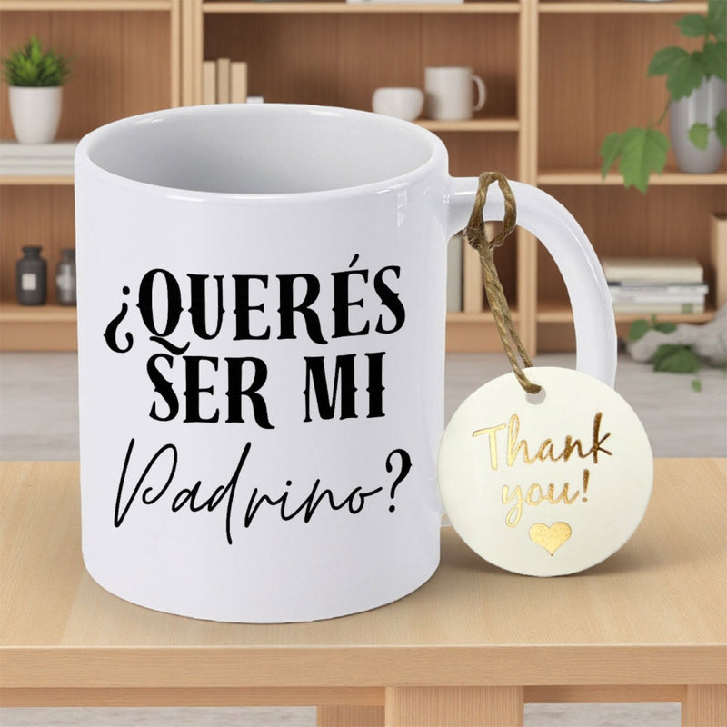 Tailorly White Ceramic 11 oz Mug - Thank You Elegant Ceramic With Small Heart Tag On Handle