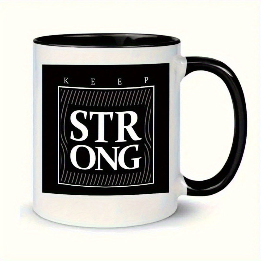 Tailorly Black Accent 11 oz Mug - item picture elegant and durable 11 ounce custom printed ceramic travel coffee mug drinks hot or cold suitable for