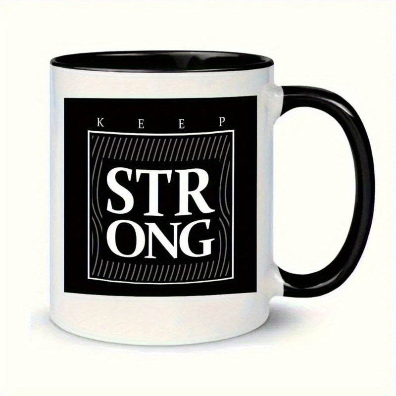 Tailorly Black Accent 11 oz Mug - item picture elegant and durable 11 ounce custom printed ceramic travel coffee mug drinks hot or cold suitable for