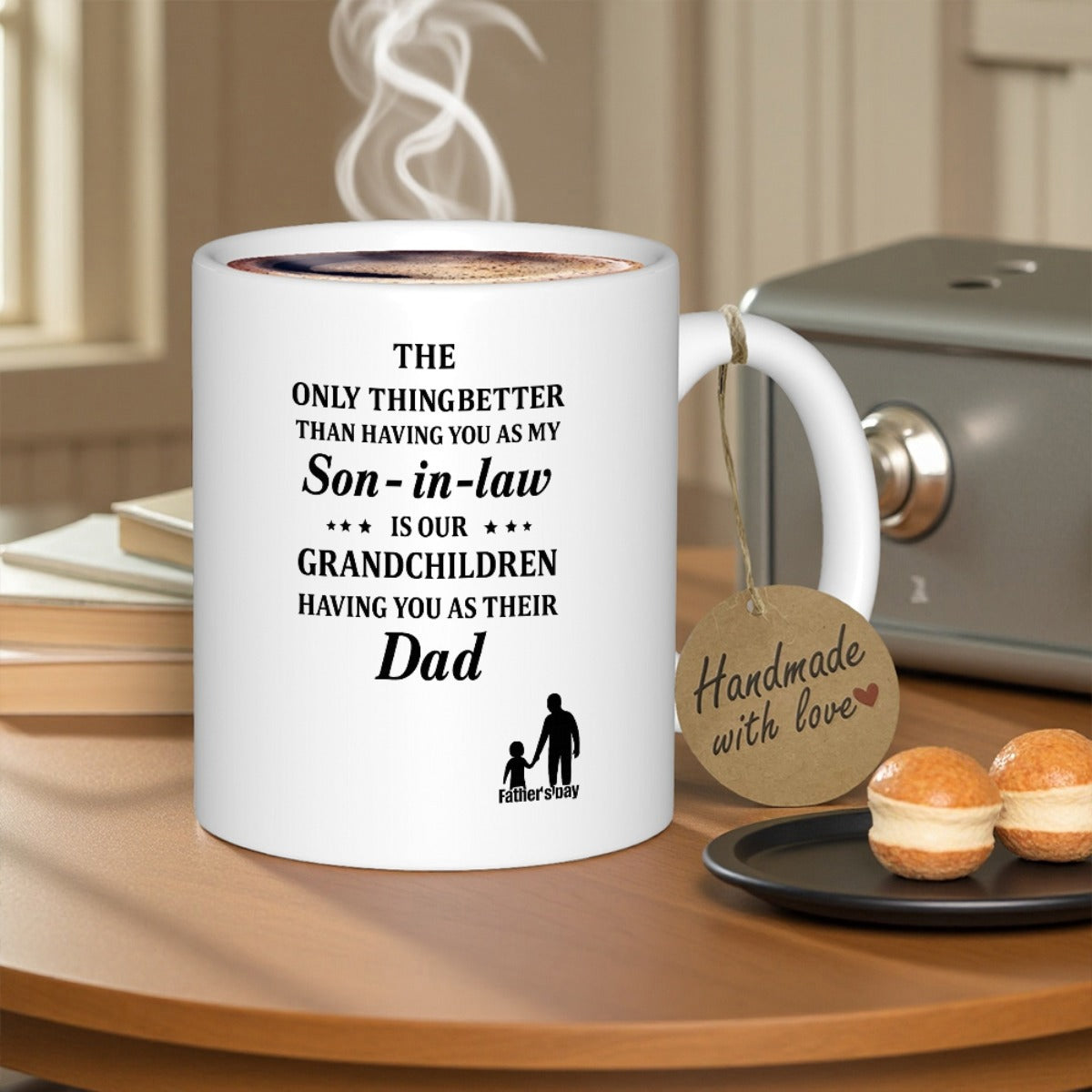 Tailorly White Ceramic 11 oz Mug - The Only Thing Better Than Having You As My Son In Law Is Our Grandchildren Having You As Their Dad Elegant White Ceramic With