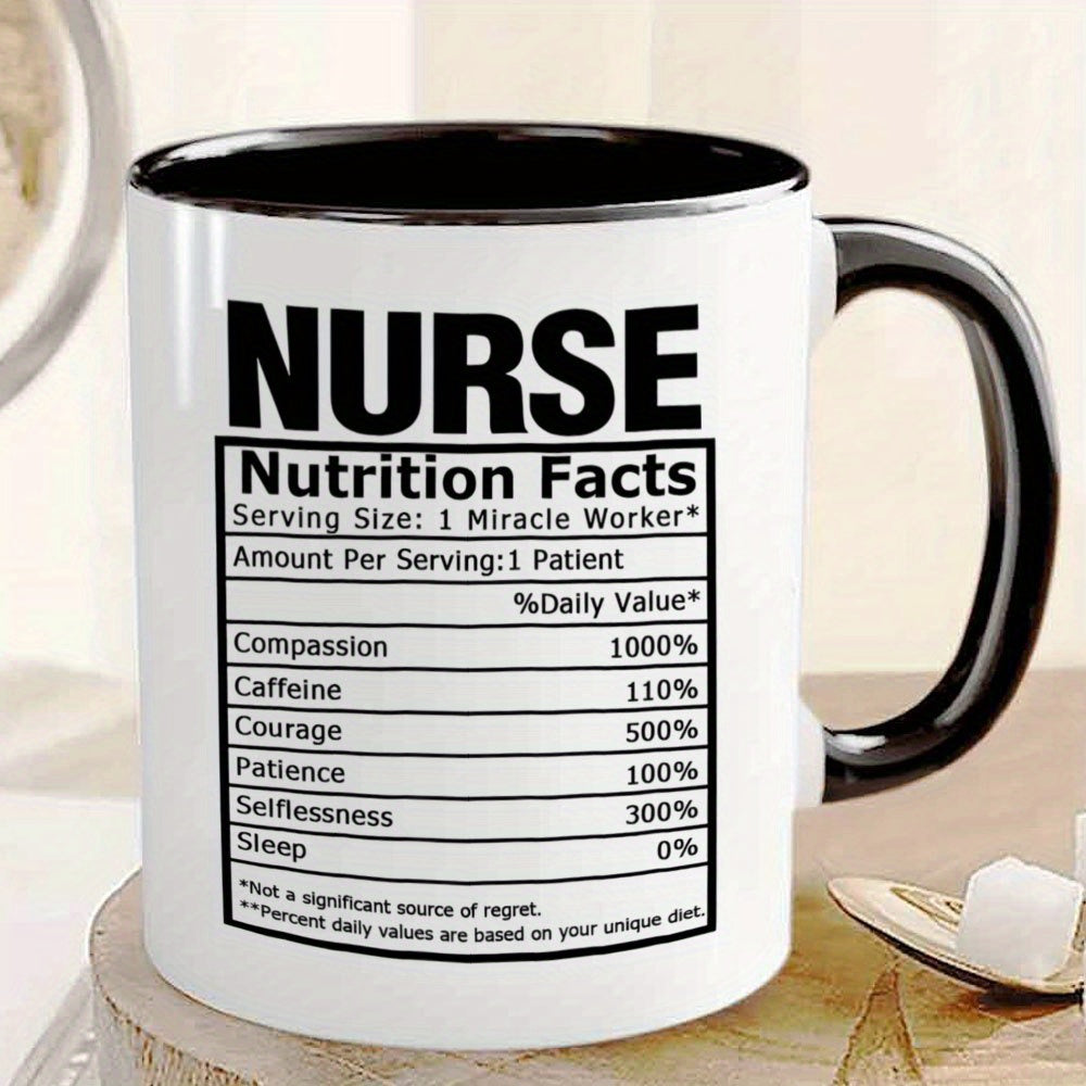 Tailorly Black Accent 11 oz Mug - nurse themed chart nutrition facts style nursing icons