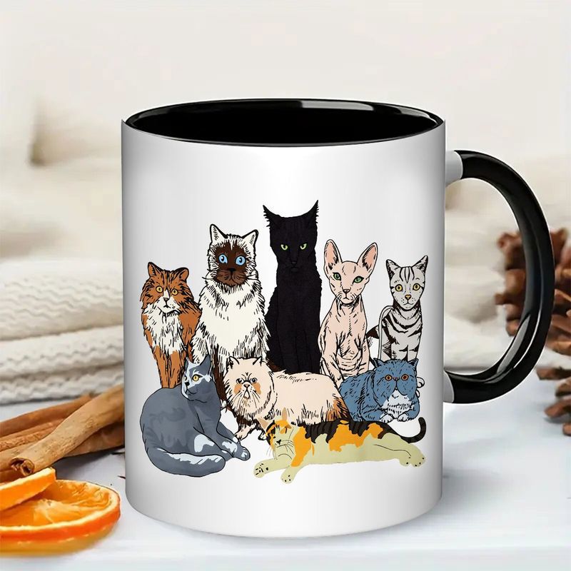 Tailorly Black Accent 11 oz Mug - cute british shorthair cat illustration