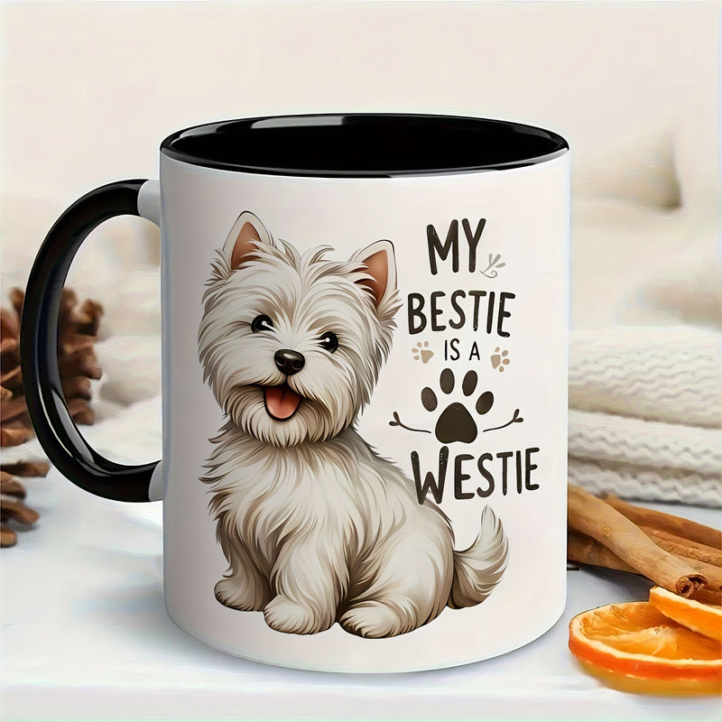 Tailorly Black Accent 11 oz Mug - west highland terrier puppy and paw print