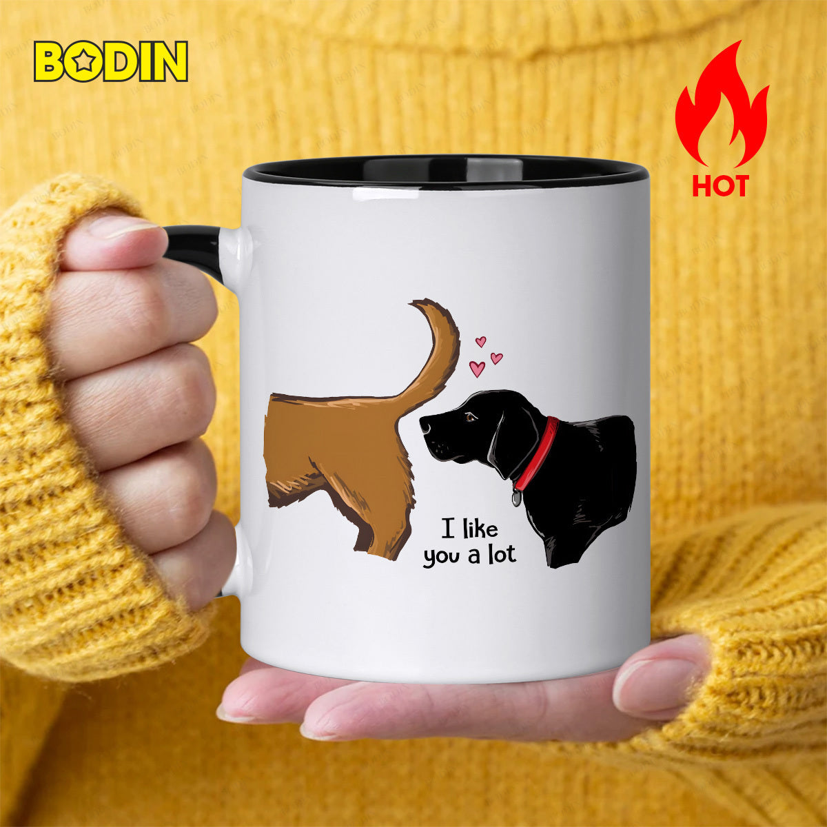 Tailorly Black Accent 11 oz Mug - funny dogs pattern