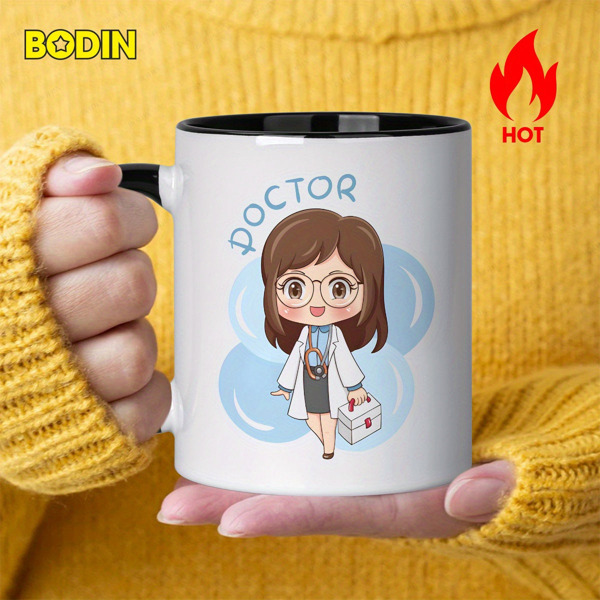 Tailorly Black Accent 11 oz Mug - cute cartoon character