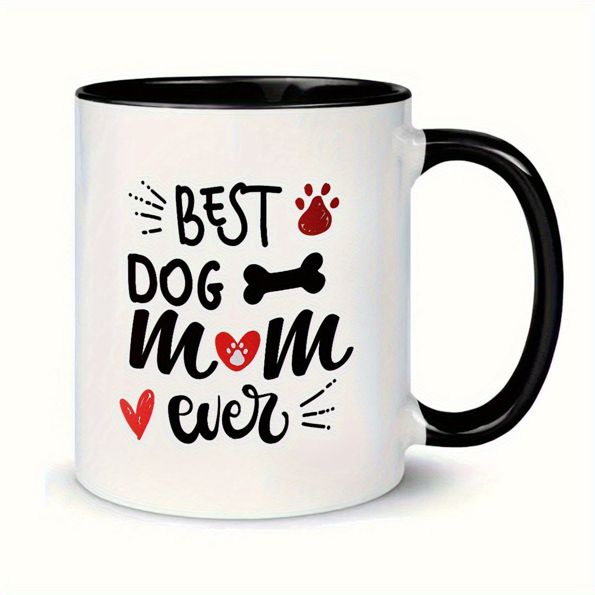 Tailorly Black Accent 11 oz Mug - paw print bone design