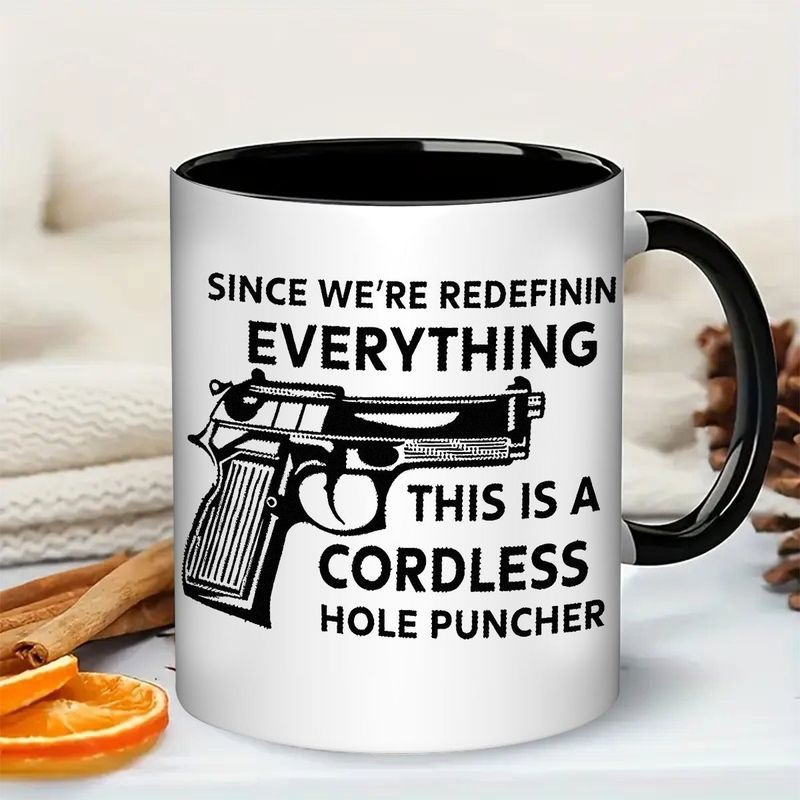 Tailorly Black Accent 11 oz Mug - funny gun graphic