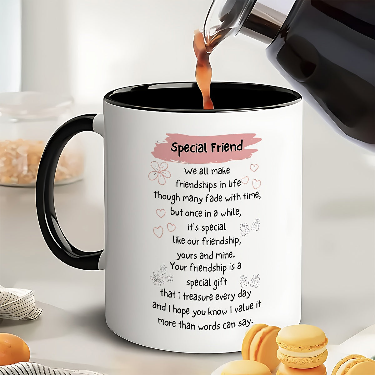 Tailorly Black Accent 11 oz Mug - friendship special friend message