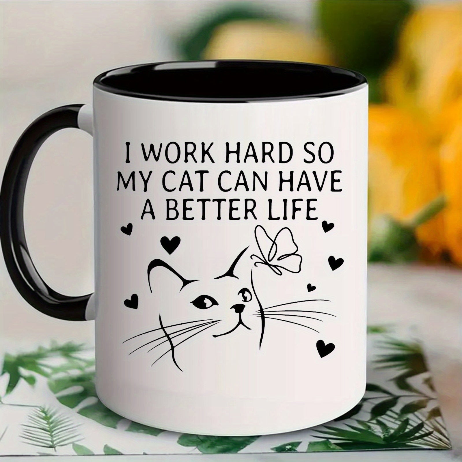 Tailorly Black Accent 11 oz Mug - funny cat cat with quote