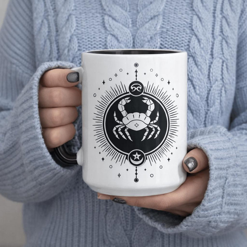 Tailorly Black Accent 11 oz Mug - zodiac sign astrology celestial moon star