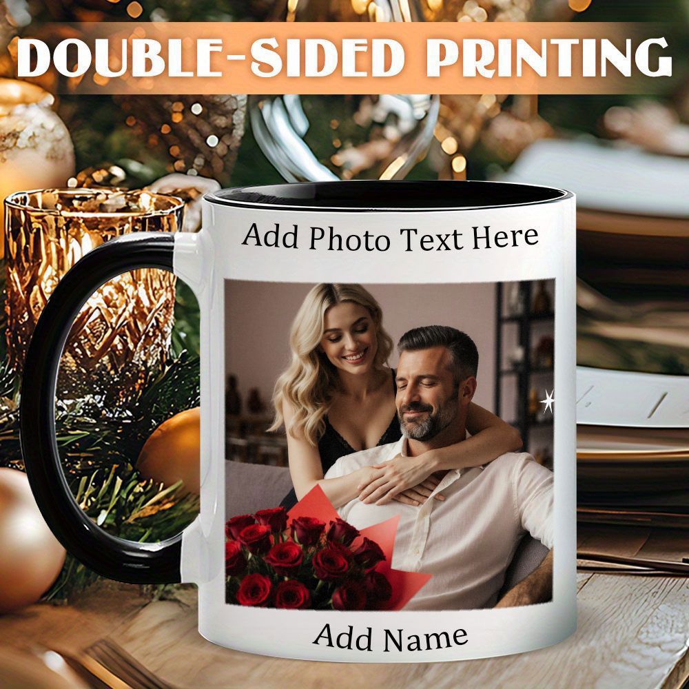 Tailorly Black Accent 11 oz Mug - Custom Text & Image Name